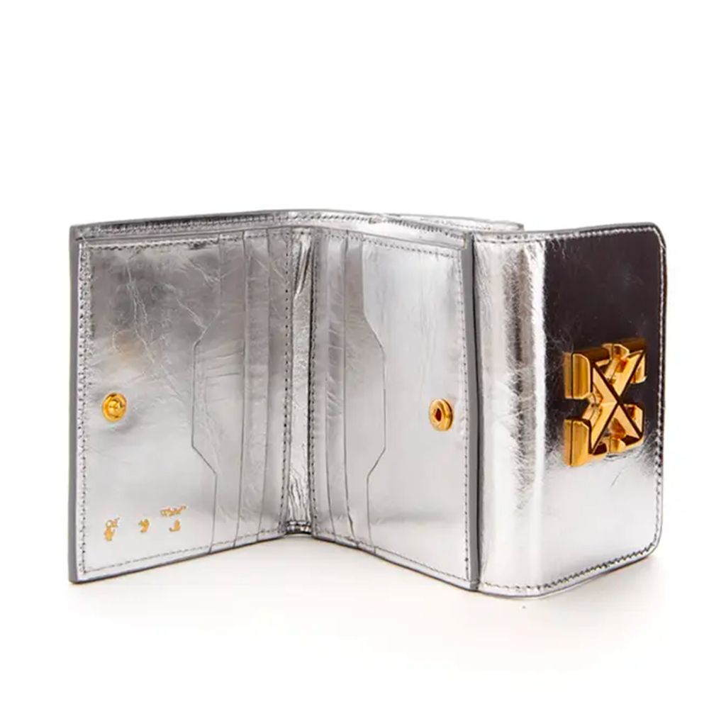 Off-White Silver Leather Women Wallet