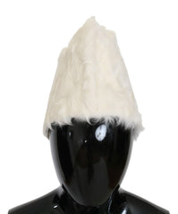 Dolce & Gabbana Elegant White Fur Beanie Luxury Winter Hat