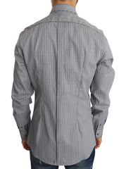 Dolce & Gabbana Elegant Gray Checkered Slim Fit Casual Shirt